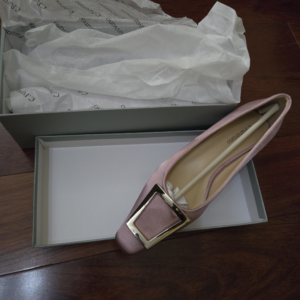 C.paravano Elegant Pink Women's Shoes with Buckle Size 8.5
